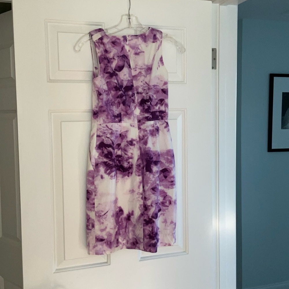 Banana Republic Purple and White Sheath Dress V-Neck Sleeveless - Picture 7 of 9